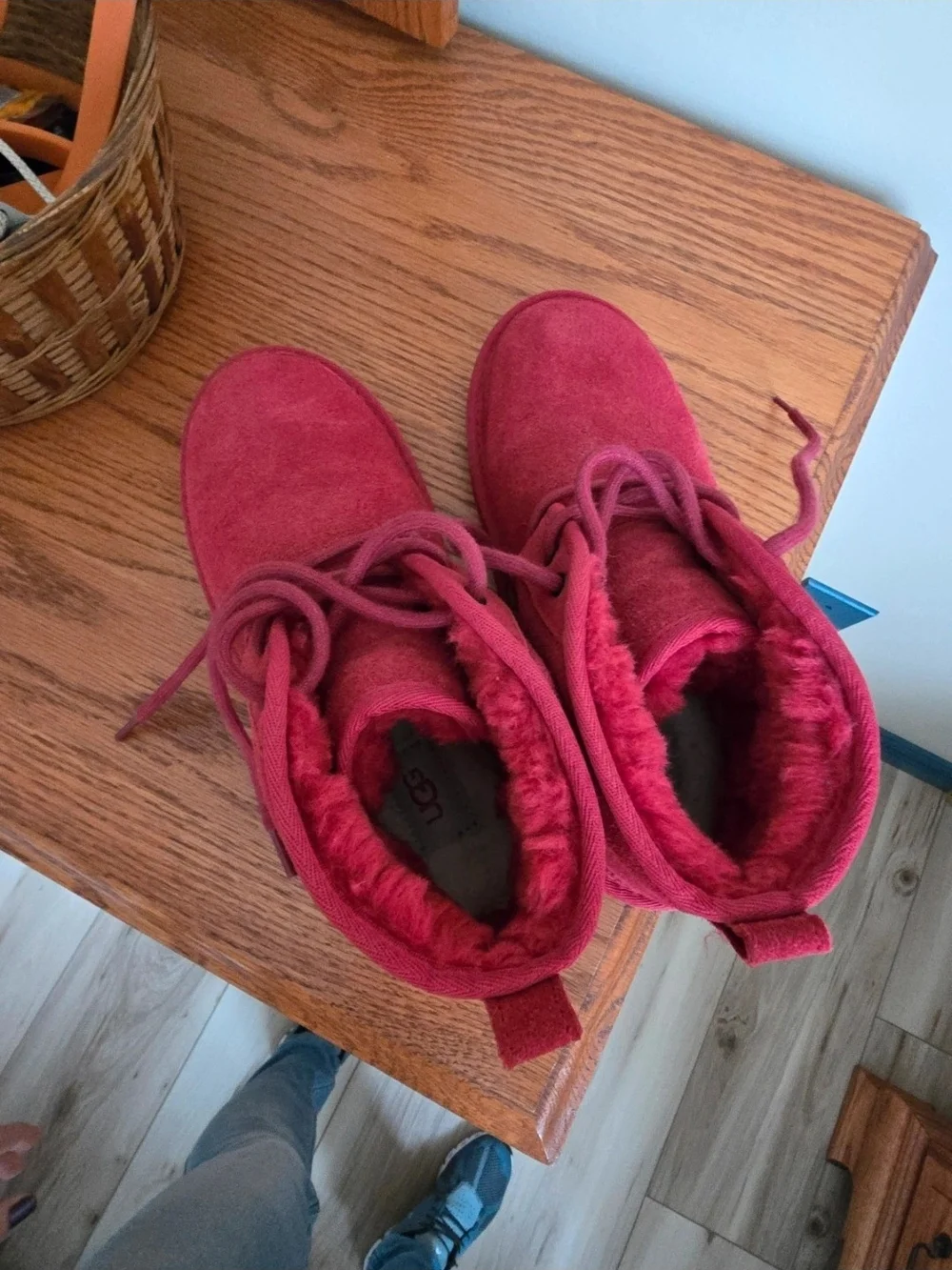 UGG Kids Red Suede Ankle Boots